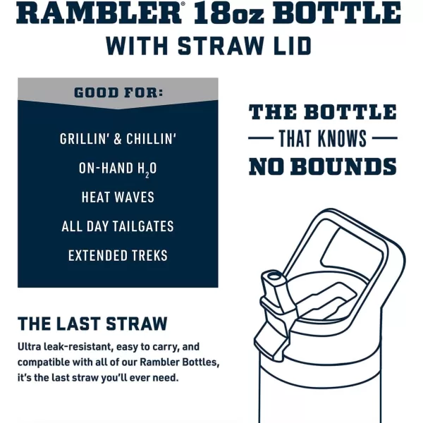 YETI Rambler 18 oz Bottle, Vacuum Insulated, Stainless Steel with Straw Cap, Navy