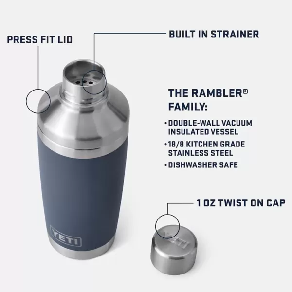 YETI Rambler 20 oz Cocktail Shaker, Stainless Steel, Vacuum Insulated 