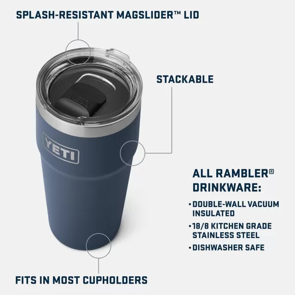 YETI Rambler 20 oz Stackable Tumbler, Stainless Steel, Vacuum Insulated with MagSlider Lid, King Crab