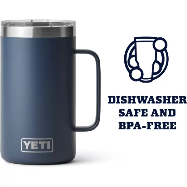YETI Rambler 24 oz Mug, Vacuum Insulated, Stainless Steel with MagSlider Lid, White