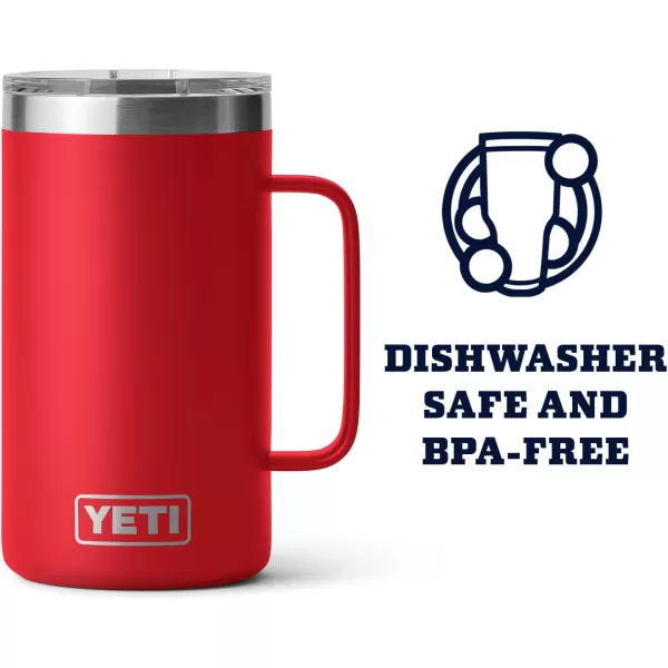 YETI Rambler 24 oz Mug, Vacuum Insulated, Stainless Steel with MagSlider Lid, White