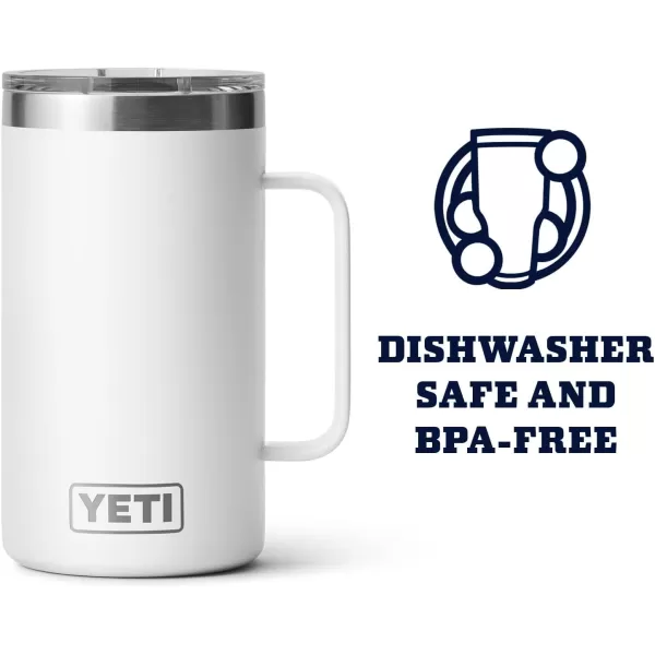 YETI Rambler 24 oz Mug, Vacuum Insulated, Stainless Steel with MagSlider Lid, White