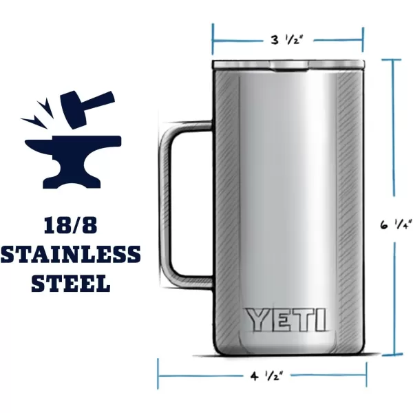 YETI Rambler 24 oz Mug, Vacuum Insulated, Stainless Steel with MagSlider Lid, White