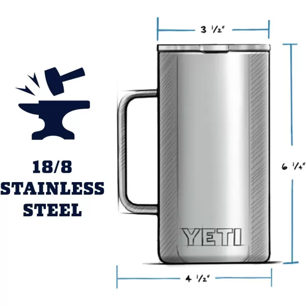 YETI Rambler 24 oz Mug, Vacuum Insulated, Stainless Steel with MagSlider Lid, White