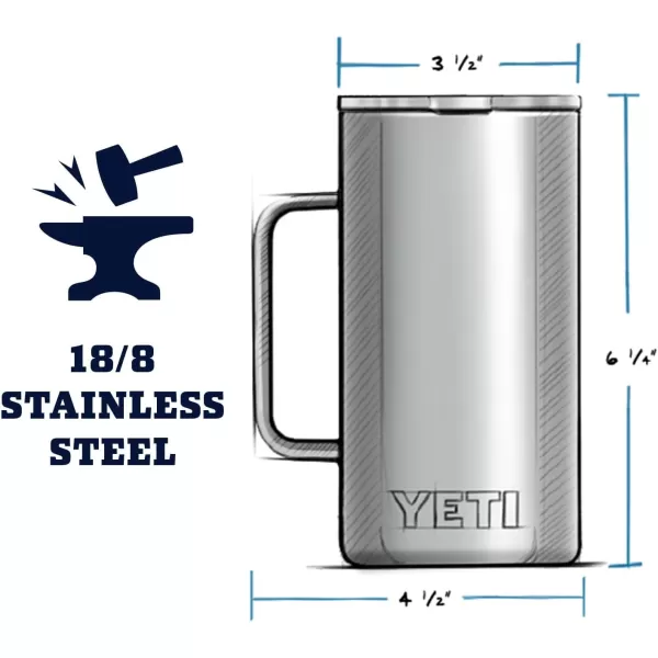 YETI Rambler 24 oz Mug, Vacuum Insulated, Stainless Steel with MagSlider Lid, White