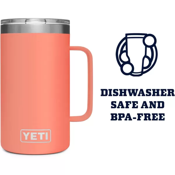 YETI Rambler 24 oz Mug, Vacuum Insulated, Stainless Steel with MagSlider Lid, White
