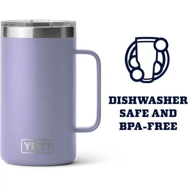 YETI Rambler 24 oz Mug, Vacuum Insulated, Stainless Steel with MagSlider Lid, White