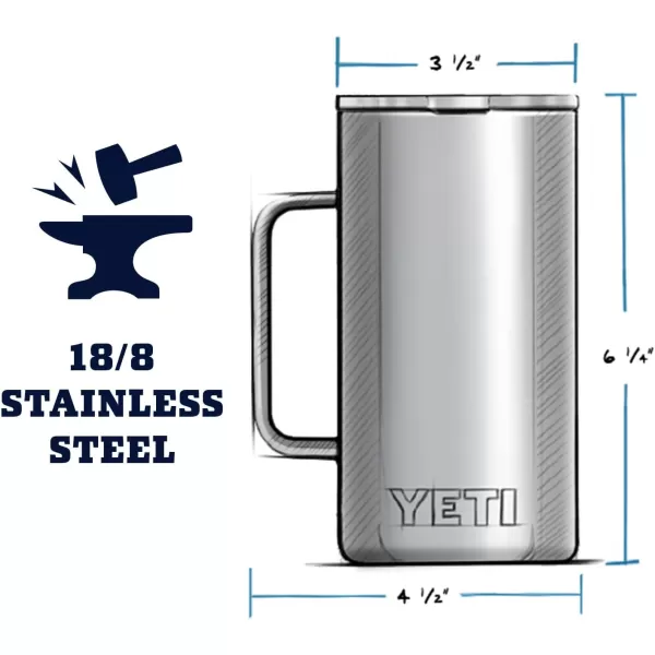 YETI Rambler 24 oz Mug, Vacuum Insulated, Stainless Steel with MagSlider Lid, White