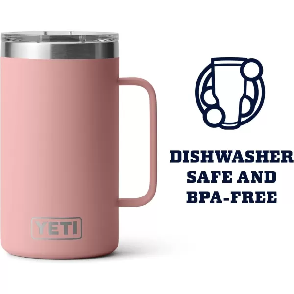 YETI Rambler 24 oz Mug, Vacuum Insulated, Stainless Steel with MagSlider Lid, White