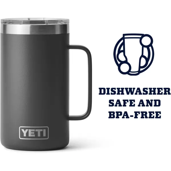 YETI Rambler 24 oz Mug, Vacuum Insulated, Stainless Steel with MagSlider Lid, White