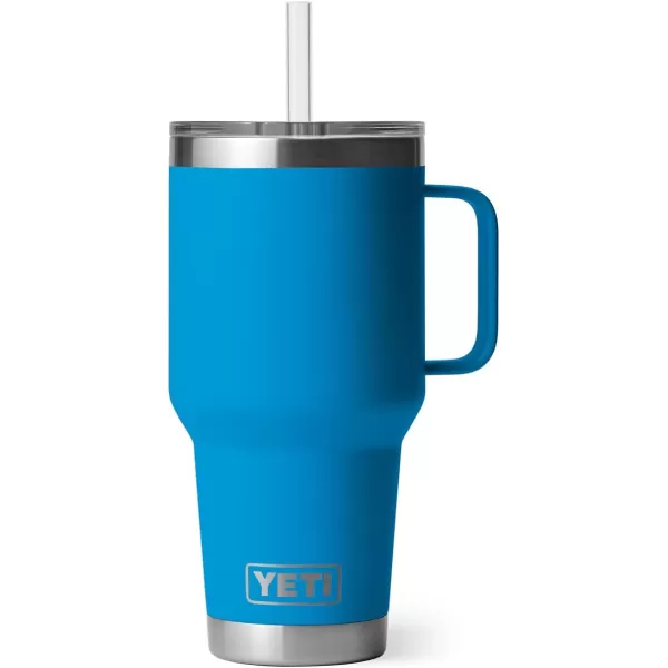YETI Rambler 25 oz Tumbler with Handle and Straw Lid, Travel Mug Water Tumbler, Vacuum Insulated Cup with Handle, Stainless Steel, Power Pink