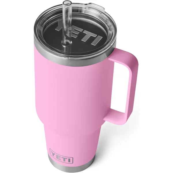 YETI Rambler 25 oz Tumbler with Handle and Straw Lid, Travel Mug Water Tumbler, Vacuum Insulated Cup with Handle, Stainless Steel, Power Pink
