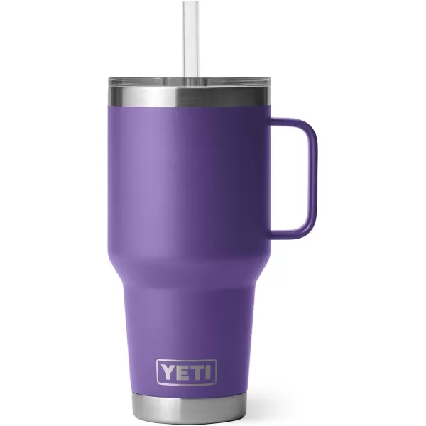 YETI Rambler 25 oz Tumbler with Handle and Straw Lid, Travel Mug Water Tumbler, Vacuum Insulated Cup with Handle, Stainless Steel, Power Pink