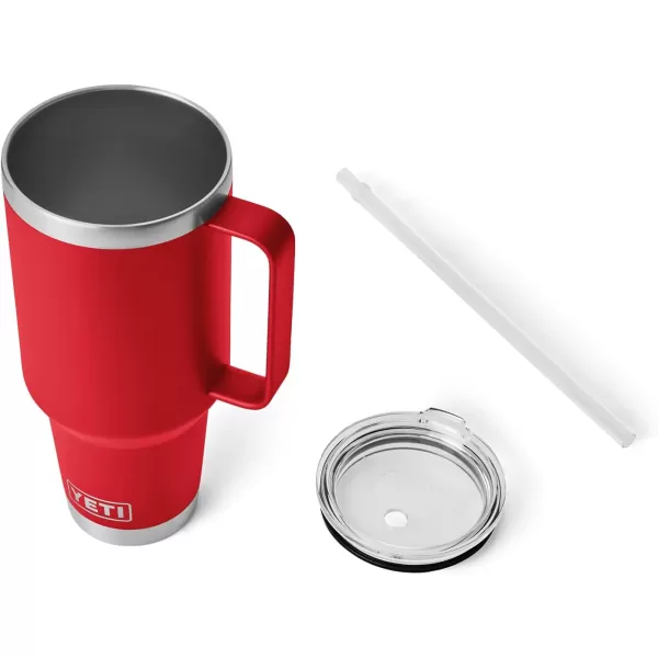 YETI Rambler 25 oz Tumbler with Handle and Straw Lid, Travel Mug Water Tumbler, Vacuum Insulated Cup with Handle, Stainless Steel, Power Pink
