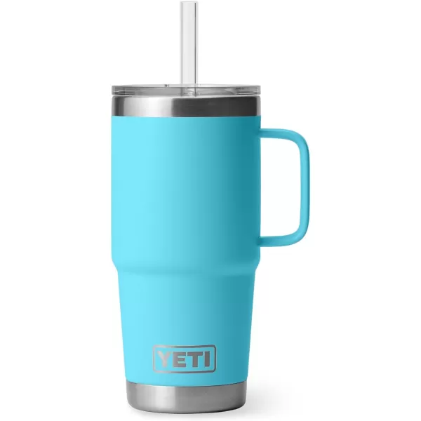 YETI Rambler 25 oz Tumbler with Handle and Straw Lid, Travel Mug Water Tumbler, Vacuum Insulated Cup with Handle, Stainless Steel, Power Pink