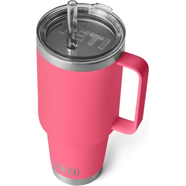 YETI Rambler 25 oz Tumbler with Handle and Straw Lid, Travel Mug Water Tumbler, Vacuum Insulated Cup with Handle, Stainless Steel, Power Pink