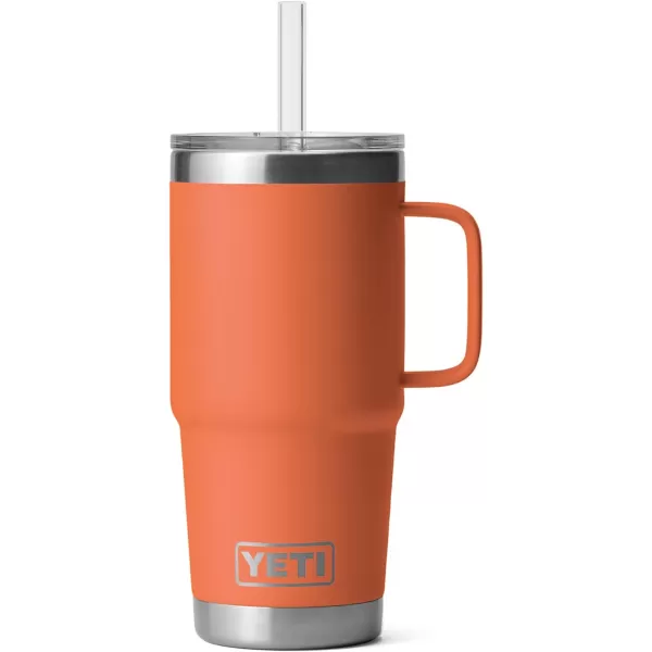 YETI Rambler 25 oz Tumbler with Handle and Straw Lid, Travel Mug Water Tumbler, Vacuum Insulated Cup with Handle, Stainless Steel, Power Pink