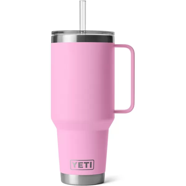 YETI Rambler 25 oz Tumbler with Handle and Straw Lid, Travel Mug Water Tumbler, Vacuum Insulated Cup with Handle, Stainless Steel, Power Pink