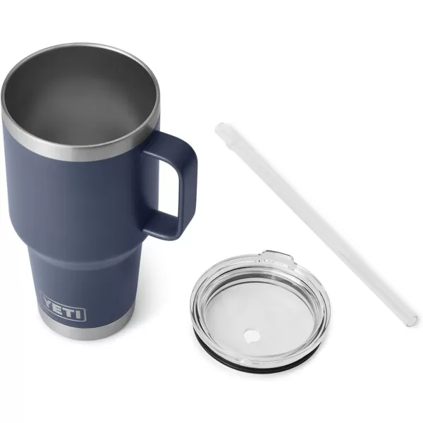 YETI Rambler 25 oz Tumbler with Handle and Straw Lid, Travel Mug Water Tumbler, Vacuum Insulated Cup with Handle, Stainless Steel, Power Pink