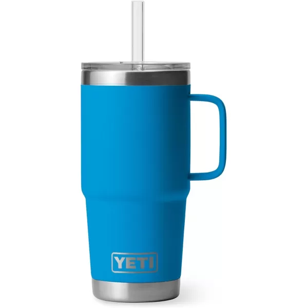 YETI Rambler 25 oz Tumbler with Handle and Straw Lid, Travel Mug Water Tumbler, Vacuum Insulated Cup with Handle, Stainless Steel, Power Pink