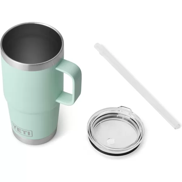 YETI Rambler 25 oz Tumbler with Handle and Straw Lid, Travel Mug Water Tumbler, Vacuum Insulated Cup with Handle, Stainless Steel, Power Pink