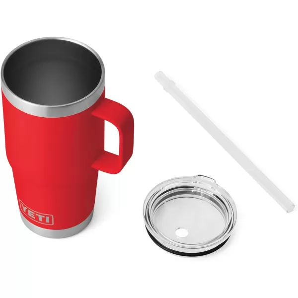YETI Rambler 25 oz Tumbler with Handle and Straw Lid, Travel Mug Water Tumbler, Vacuum Insulated Cup with Handle, Stainless Steel, Power Pink
