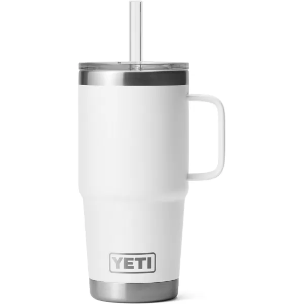 YETI Rambler 25 oz Tumbler with Handle and Straw Lid, Travel Mug Water Tumbler, Vacuum Insulated Cup with Handle, Stainless Steel, Power Pink
