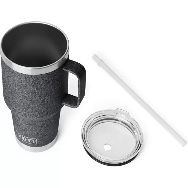 YETI Rambler 25 oz Tumbler with Handle and Straw Lid, Travel Mug Water Tumbler, Vacuum Insulated Cup with Handle, Stainless Steel, Power Pink