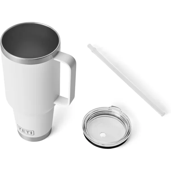 YETI Rambler 25 oz Tumbler with Handle and Straw Lid, Travel Mug Water Tumbler, Vacuum Insulated Cup with Handle, Stainless Steel, Power Pink