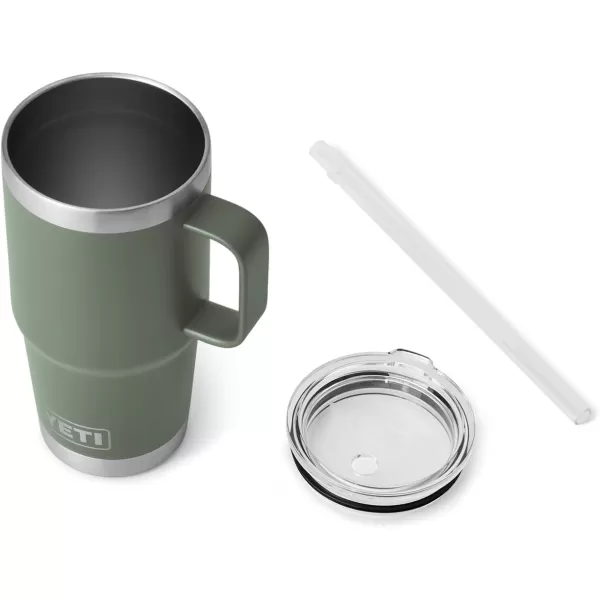 YETI Rambler 25 oz Tumbler with Handle and Straw Lid, Travel Mug Water Tumbler, Vacuum Insulated Cup with Handle, Stainless Steel, Power Pink
