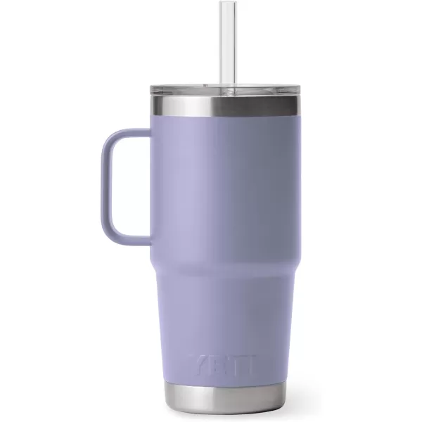 YETI Rambler 25 oz Tumbler with Handle and Straw Lid, Travel Mug Water Tumbler, Vacuum Insulated Cup with Handle, Stainless Steel, Power Pink