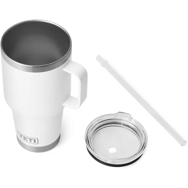 YETI Rambler 25 oz Tumbler with Handle and Straw Lid, Travel Mug Water Tumbler, Vacuum Insulated Cup with Handle, Stainless Steel, Power Pink
