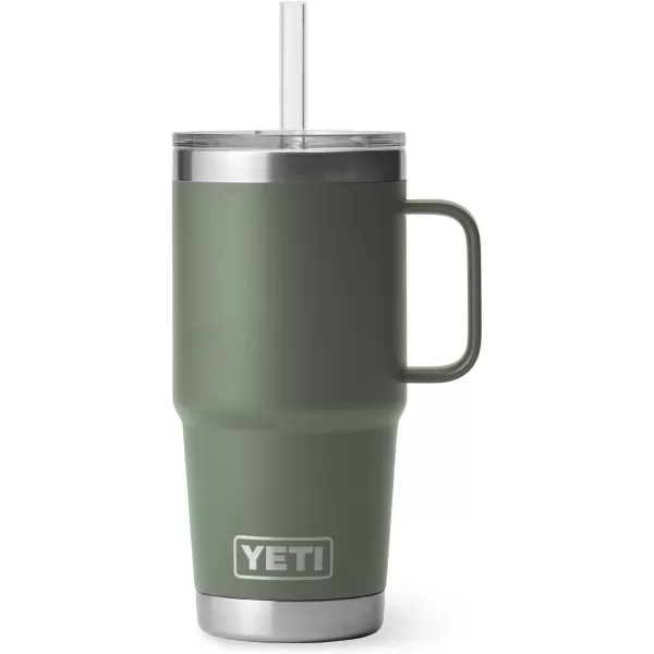 YETI Rambler 25 oz Tumbler with Handle and Straw Lid, Travel Mug Water Tumbler, Vacuum Insulated Cup with Handle, Stainless Steel, Power Pink