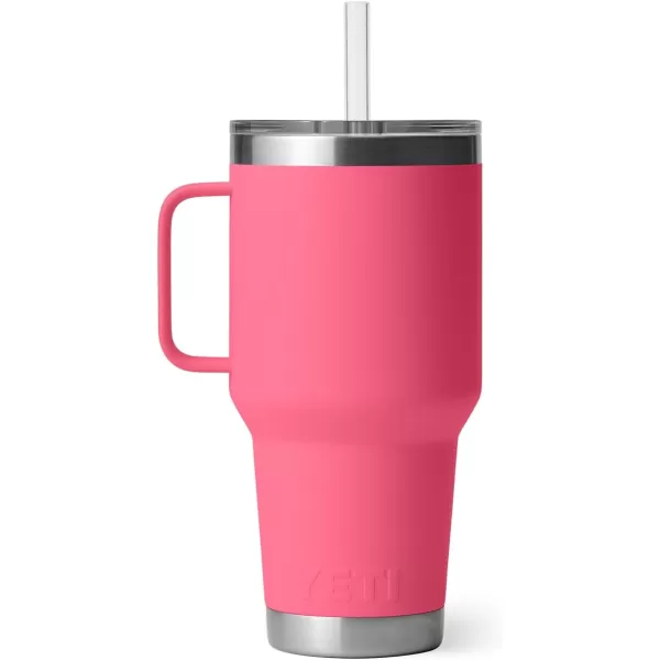 YETI Rambler 25 oz Tumbler with Handle and Straw Lid, Travel Mug Water Tumbler, Vacuum Insulated Cup with Handle, Stainless Steel, Power Pink