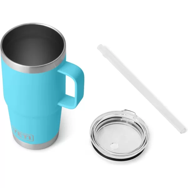 YETI Rambler 25 oz Tumbler with Handle and Straw Lid, Travel Mug Water Tumbler, Vacuum Insulated Cup with Handle, Stainless Steel, Power Pink