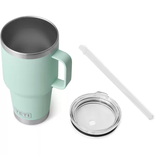 YETI Rambler 25 oz Tumbler with Handle and Straw Lid, Travel Mug Water Tumbler, Vacuum Insulated Cup with Handle, Stainless Steel, Power Pink