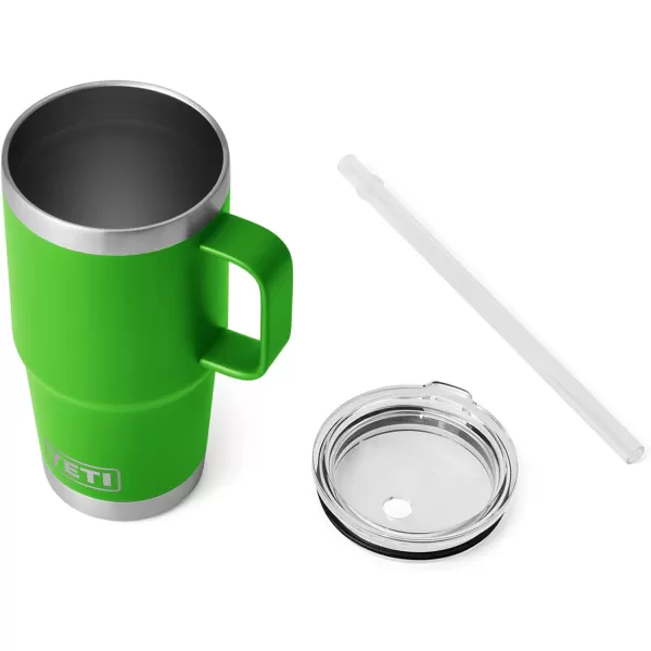 YETI Rambler 25 oz Tumbler with Handle and Straw Lid, Travel Mug Water Tumbler, Vacuum Insulated Cup with Handle, Stainless Steel, Power Pink