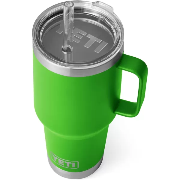 YETI Rambler 25 oz Tumbler with Handle and Straw Lid, Travel Mug Water Tumbler, Vacuum Insulated Cup with Handle, Stainless Steel, Power Pink