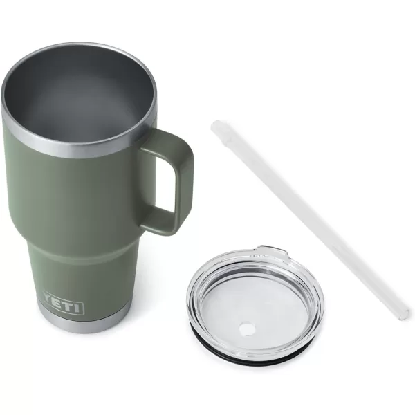 YETI Rambler 25 oz Tumbler with Handle and Straw Lid, Travel Mug Water Tumbler, Vacuum Insulated Cup with Handle, Stainless Steel, Power Pink