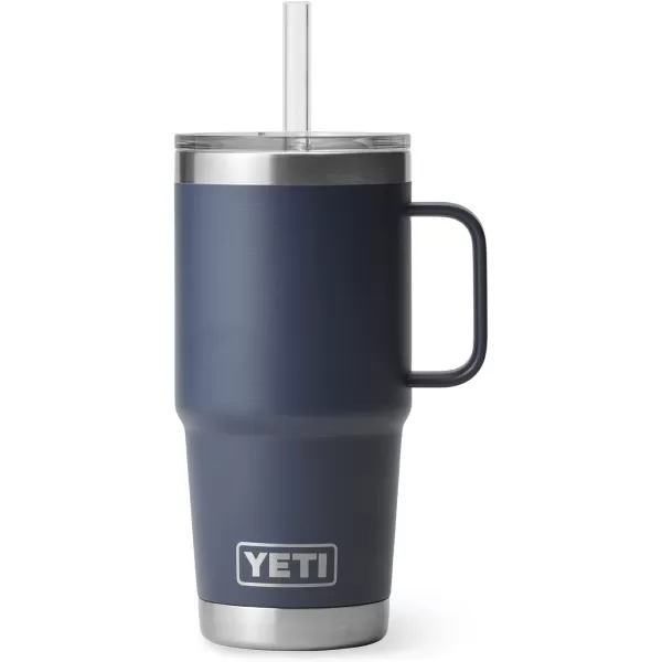 YETI Rambler 25 oz Tumbler with Handle and Straw Lid, Travel Mug Water Tumbler, Vacuum Insulated Cup with Handle, Stainless Steel, Power Pink