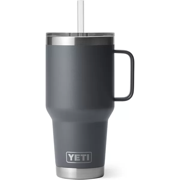 YETI Rambler 25 oz Tumbler with Handle and Straw Lid, Travel Mug Water Tumbler, Vacuum Insulated Cup with Handle, Stainless Steel, Power Pink