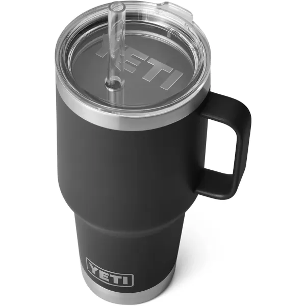 YETI Rambler 25 oz Tumbler with Handle and Straw Lid, Travel Mug Water Tumbler, Vacuum Insulated Cup with Handle, Stainless Steel, Power Pink