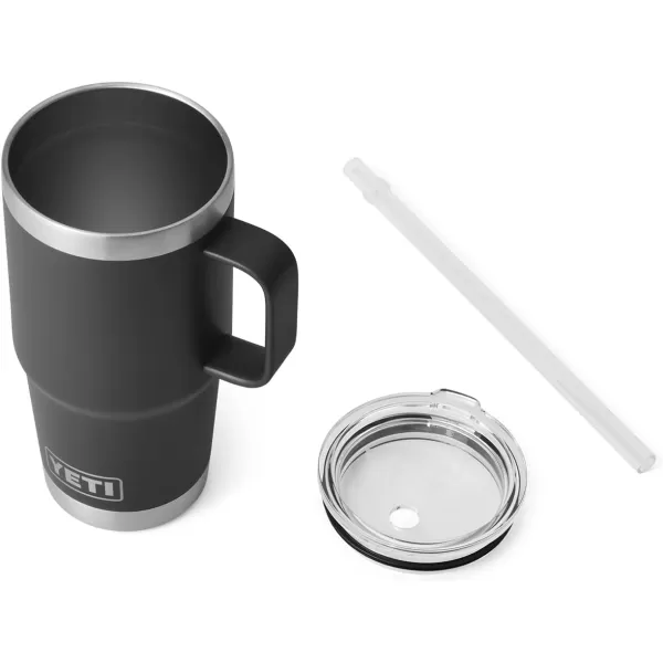 YETI Rambler 25 oz Tumbler with Handle and Straw Lid, Travel Mug Water Tumbler, Vacuum Insulated Cup with Handle, Stainless Steel, Power Pink