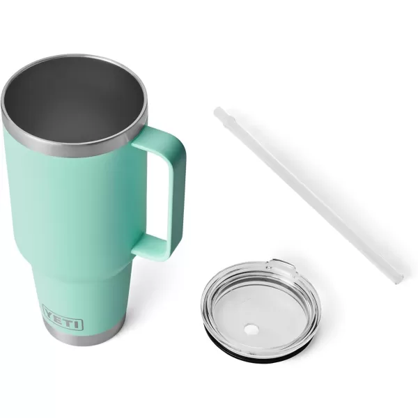 YETI Rambler 25 oz Tumbler with Handle and Straw Lid, Travel Mug Water Tumbler, Vacuum Insulated Cup with Handle, Stainless Steel, Power Pink