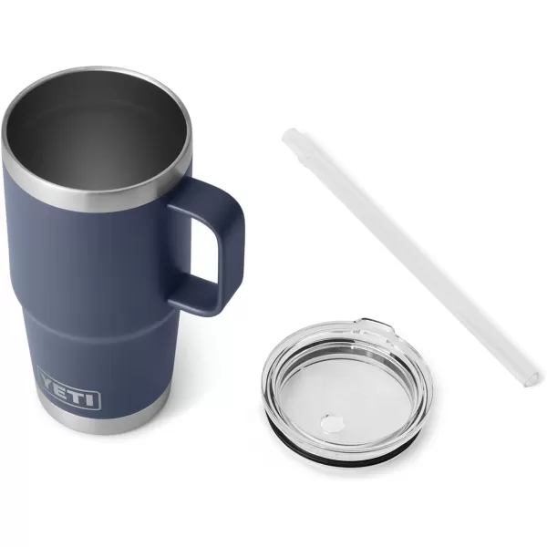 YETI Rambler 25 oz Tumbler with Handle and Straw Lid, Travel Mug Water Tumbler, Vacuum Insulated Cup with Handle, Stainless Steel, Power Pink
