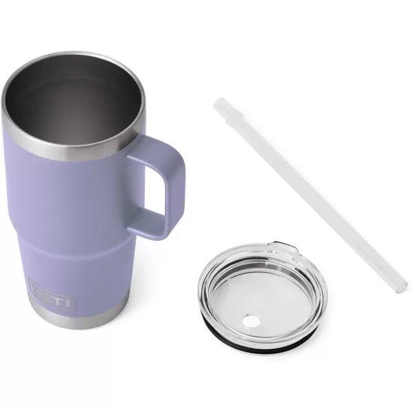 YETI Rambler 25 oz Tumbler with Handle and Straw Lid, Travel Mug Water Tumbler, Vacuum Insulated Cup with Handle, Stainless Steel, Power Pink