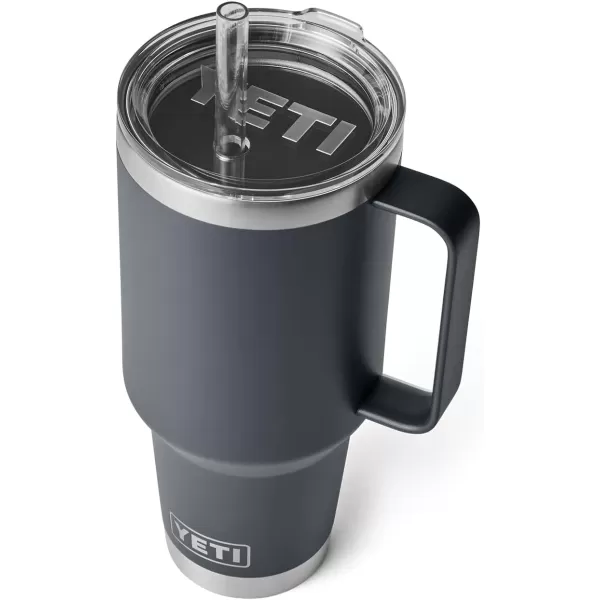 YETI Rambler 25 oz Tumbler with Handle and Straw Lid, Travel Mug Water Tumbler, Vacuum Insulated Cup with Handle, Stainless Steel, Power Pink