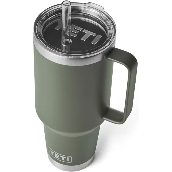 YETI Rambler 25 oz Tumbler with Handle and Straw Lid, Travel Mug Water Tumbler, Vacuum Insulated Cup with Handle, Stainless Steel, Power Pink