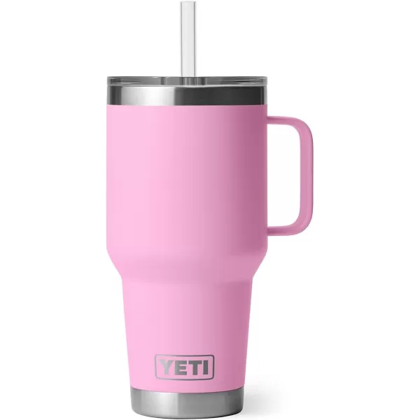 YETI Rambler 25 oz Tumbler with Handle and Straw Lid, Travel Mug Water Tumbler, Vacuum Insulated Cup with Handle, Stainless Steel, Power Pink