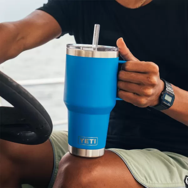 YETI Rambler 25 oz Tumbler with Handle and Straw Lid, Travel Mug Water Tumbler, Vacuum Insulated Cup with Handle, Stainless Steel, Power Pink